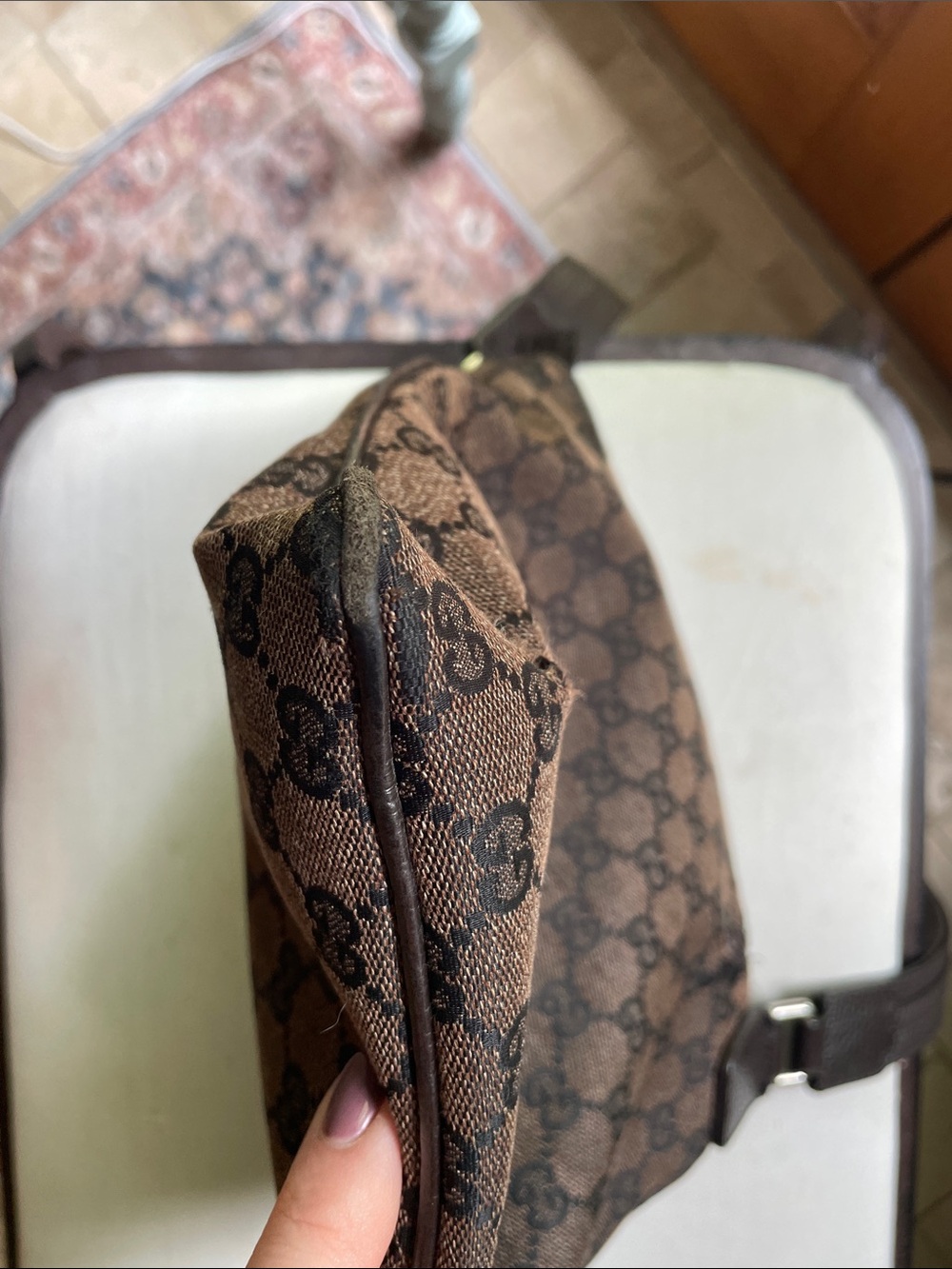 AUTHENTIC Gucci Brown Monogram Crossbody Bag - Brown As Is Project Rehab - Picture 15 of 16